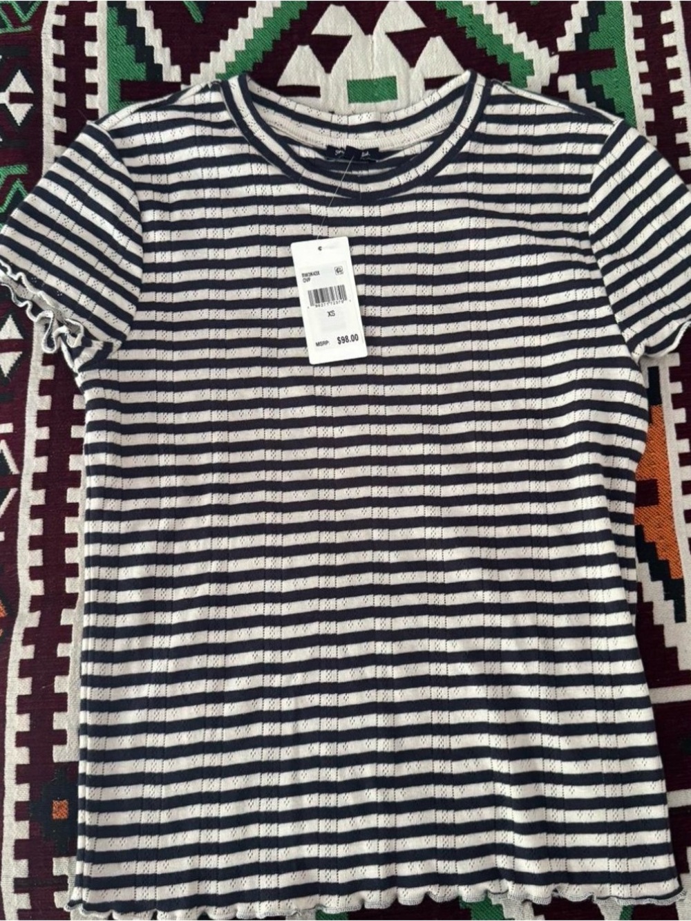 Splendid Black & White Striped Short-Sleeve Knit Tee